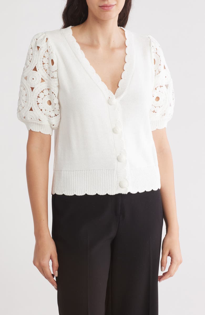 Design History Short Sleeve Cardigan, Main, color, 