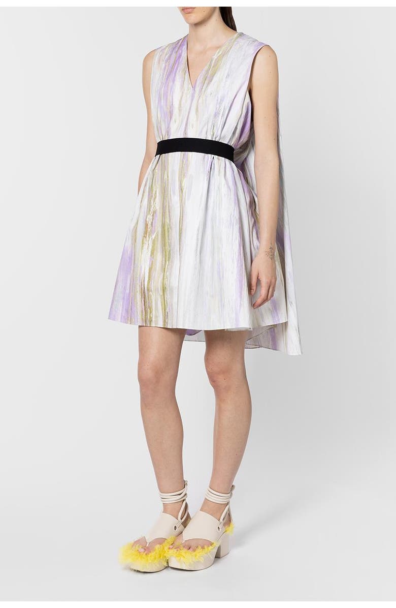 Roksanda Elia Printed Cotton Mini Dress, Alternate, color, Brush Chalk / Wisteria