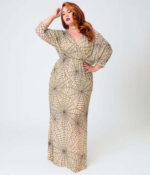 Plus Size Sequin Faux Wrap Maxi Dress