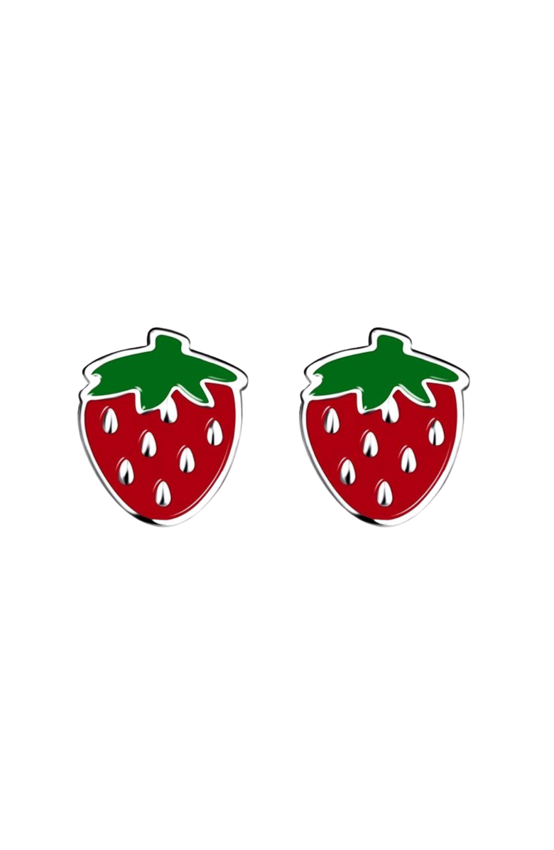 Little Miss Zoe Strawberry Stud Earrings, Alternate, color, Red