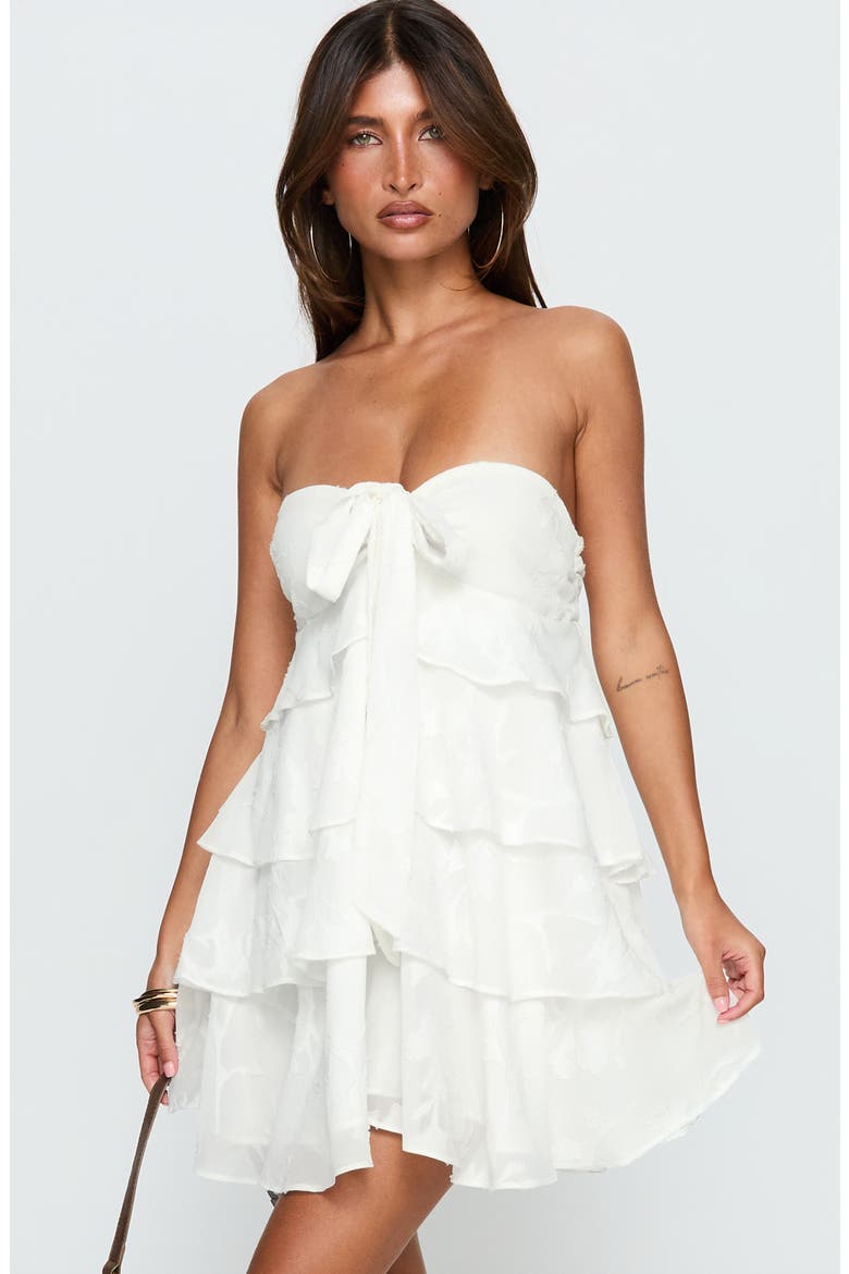 Kalari Strapless Layered Minidress, Alternate, color, WHITE