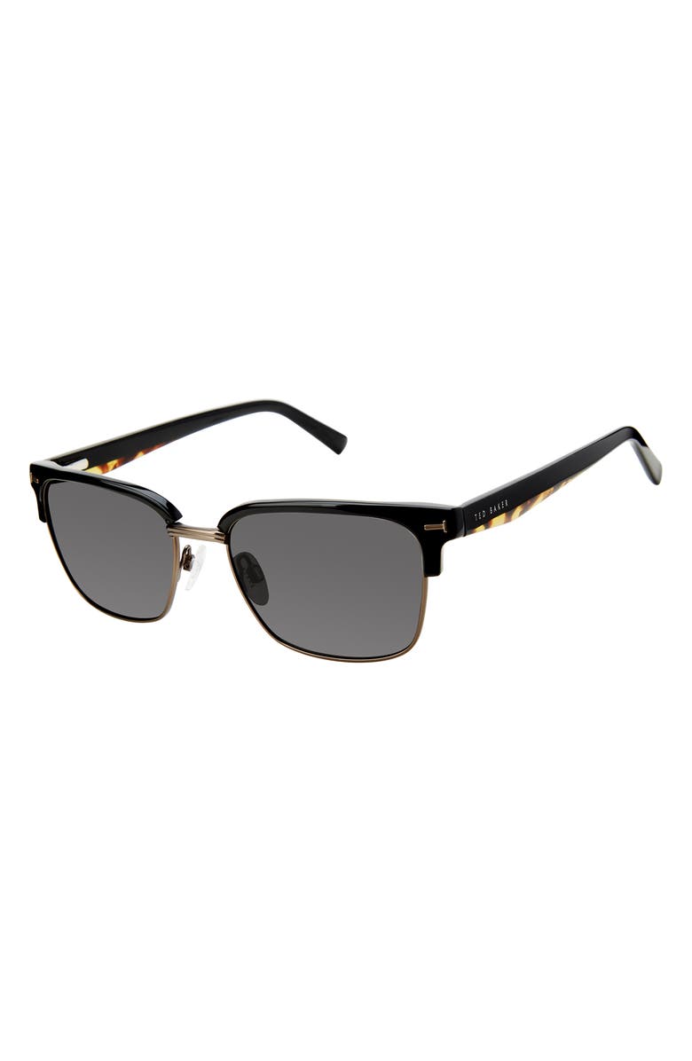 Ted Baker 55mm Polarized Square Sunglasses, Alternate, color, Black