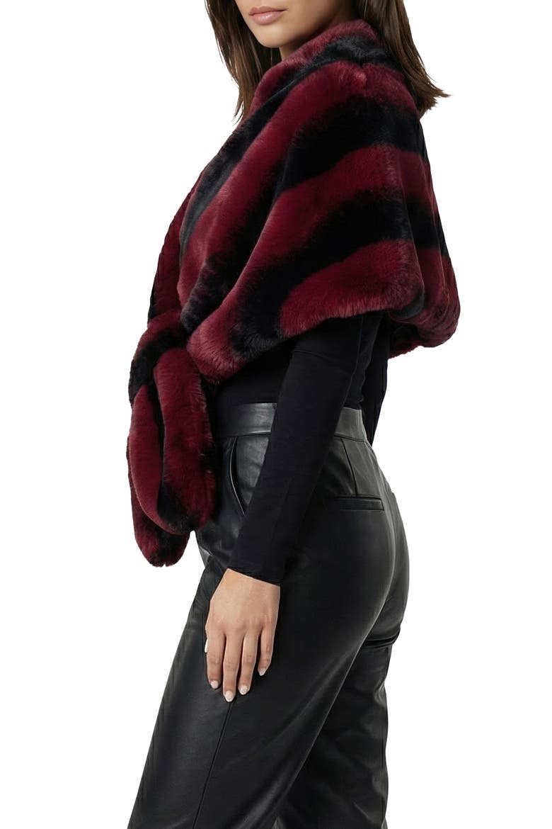 Fur-Free Chinchilla (Faux Fur) Stole with Pull-Through, Alternate, color, BURGUNDY CHINCH