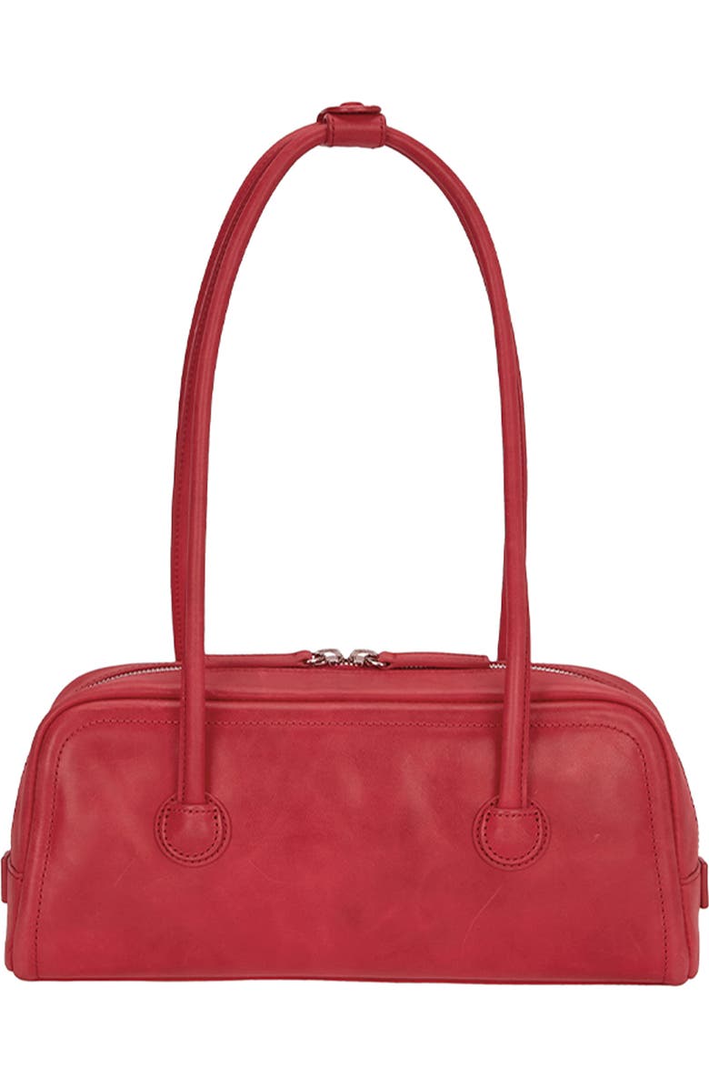 MARGESHERWOOD Baguette Leather Shoulder Bag, Alternate, color, Apple Red Pull-Up