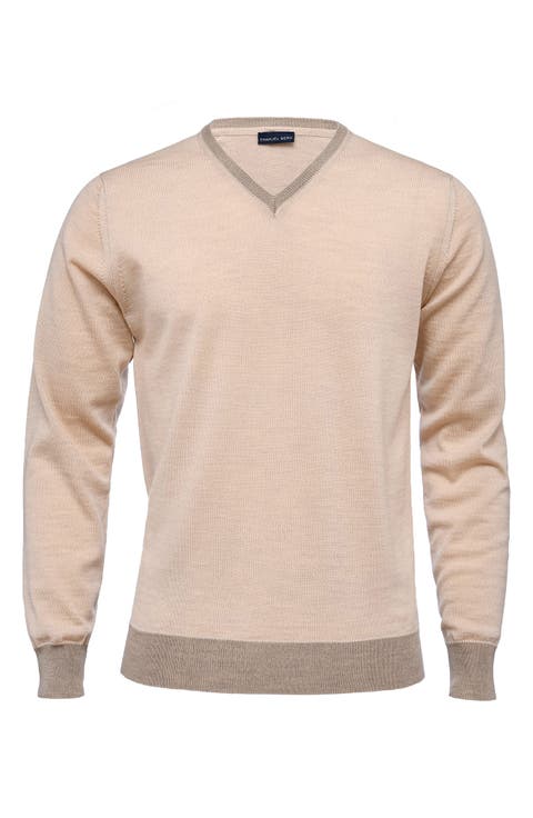 Fine Gauge Merino Wool V-Neck Sweater