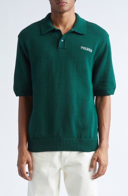 PALMES Embroidered Logo Organic Cotton Polo Sweater in Dark Green  product