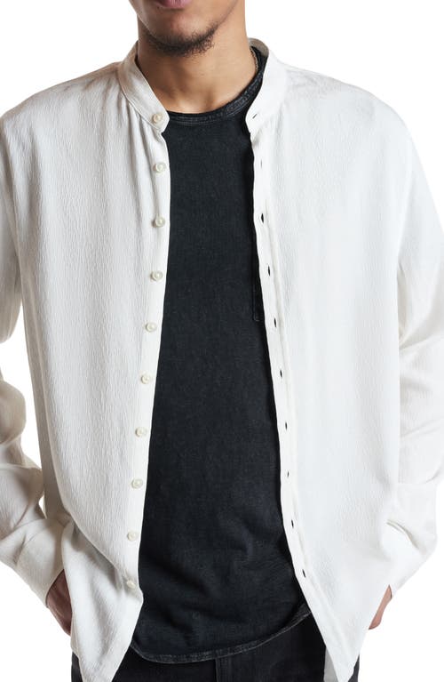 John Varvatos Estill Textured Band Collar Button-up Shirt In White