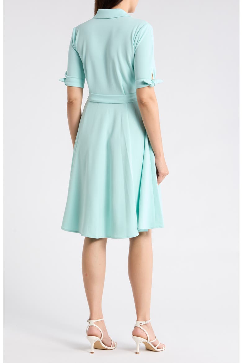 Tie Sleeve Crepe Shirtdress, Alternate, color, SEA SPRAY