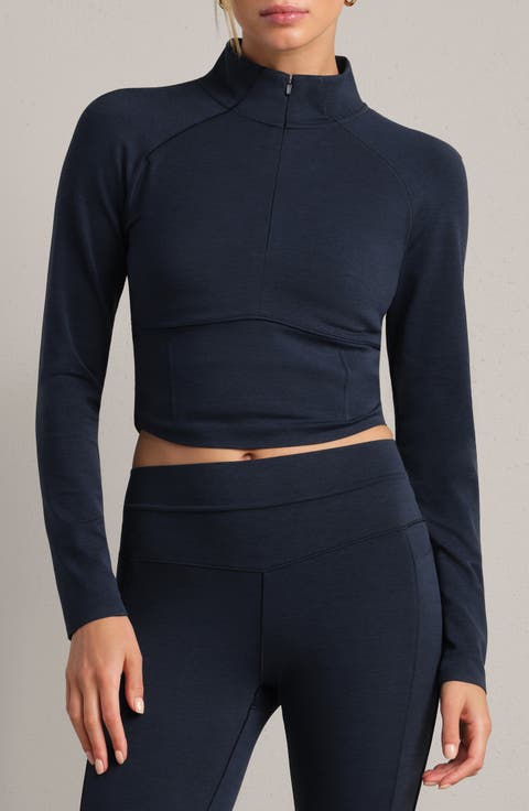 Heather Revive Crop Quarter Zip Top