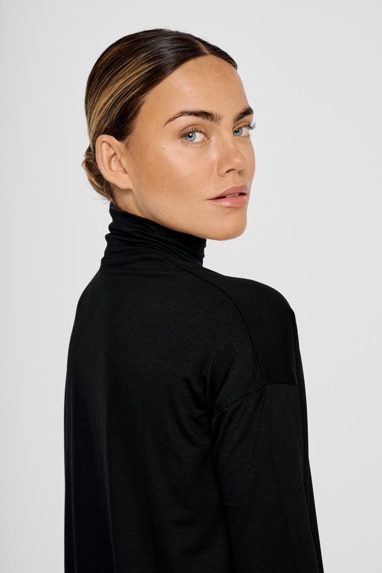 Tomasine Jersey Turtleneck Top, Alternate, color, Black
