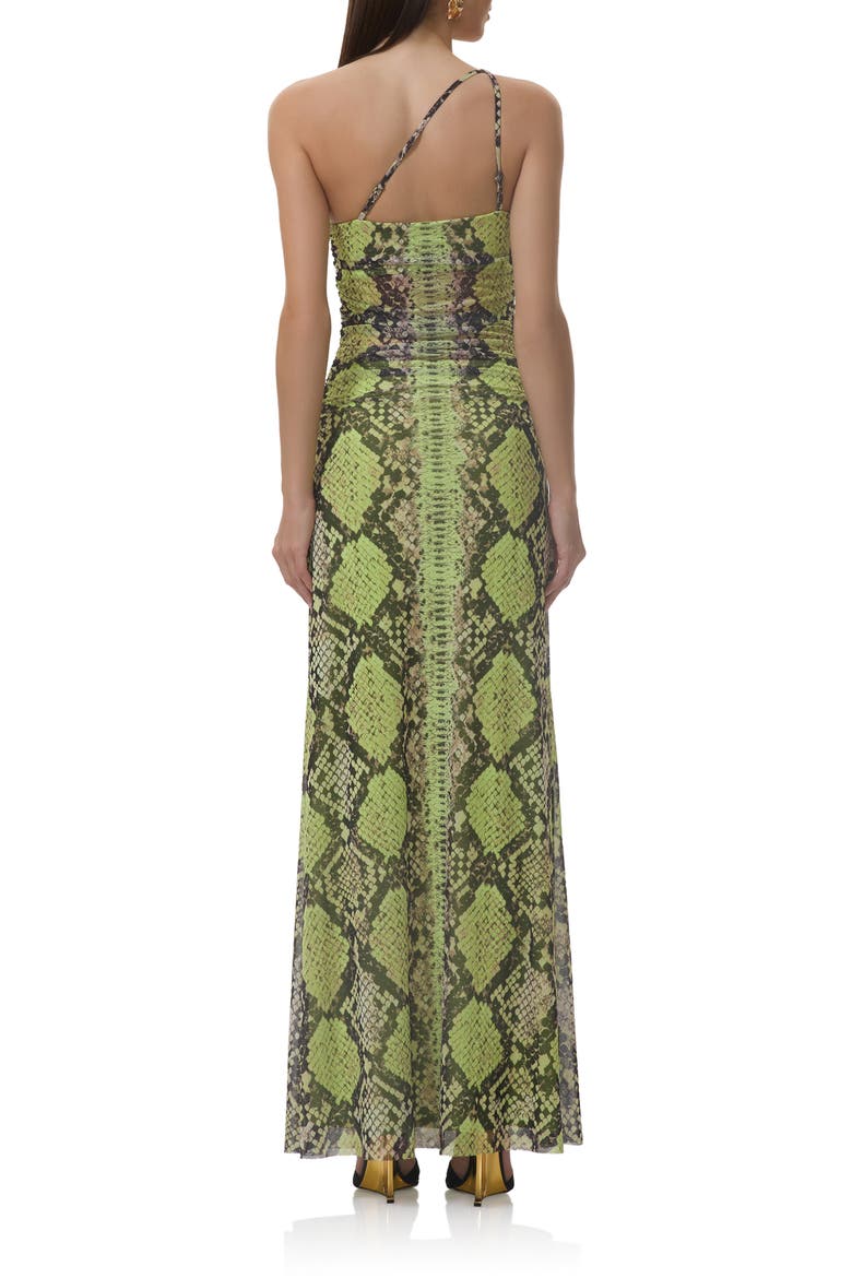 Lana One-Shoulder Maxi Dress, Alternate, color, LIME SNAKE