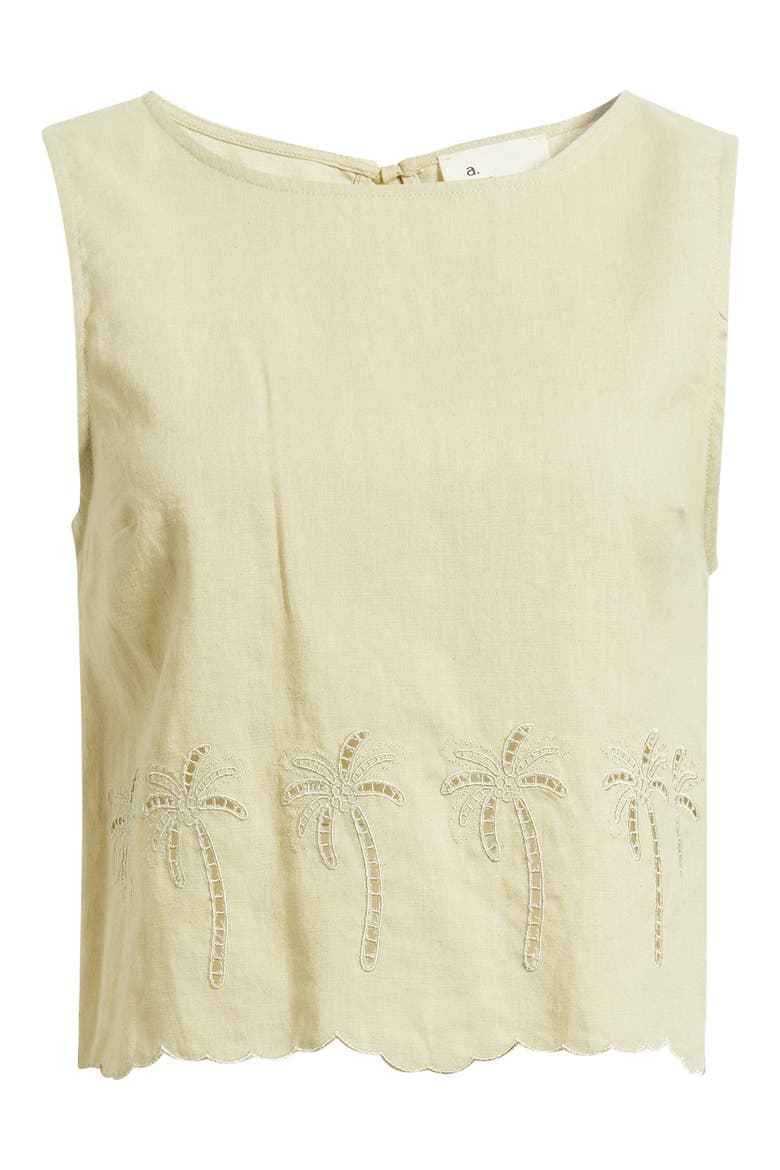 Lia Tie Back Sleeveless Linen & Cotton Top, Alternate, color, SAGE GREEN