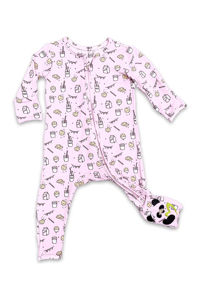 Kids' Milk & Cookies Pink Convertible Footie Pajamas, Main, color, MILK AND COOKIES PINK