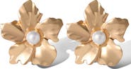 Jessica Simpson Flower Earrings with Pearl Center
