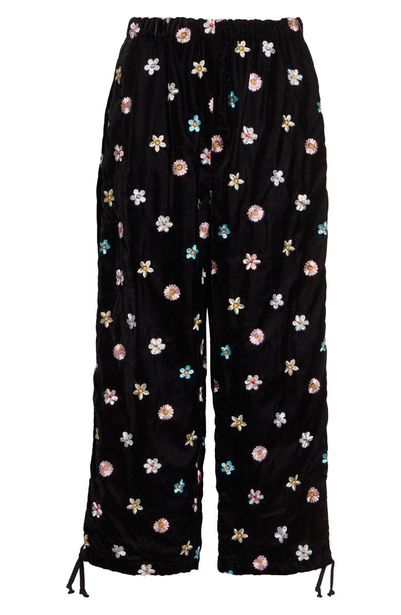 Tao Comme des Garçons Floral Embroidered Velvet Crop Straight Leg Pants, Alternate, color, Black X Multi
