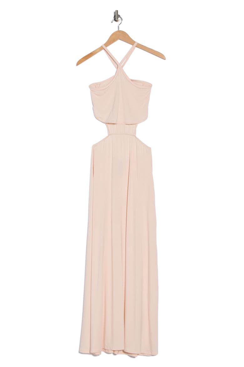 Halter Side Cutout Maxi Dress, Alternate, color, LINEN