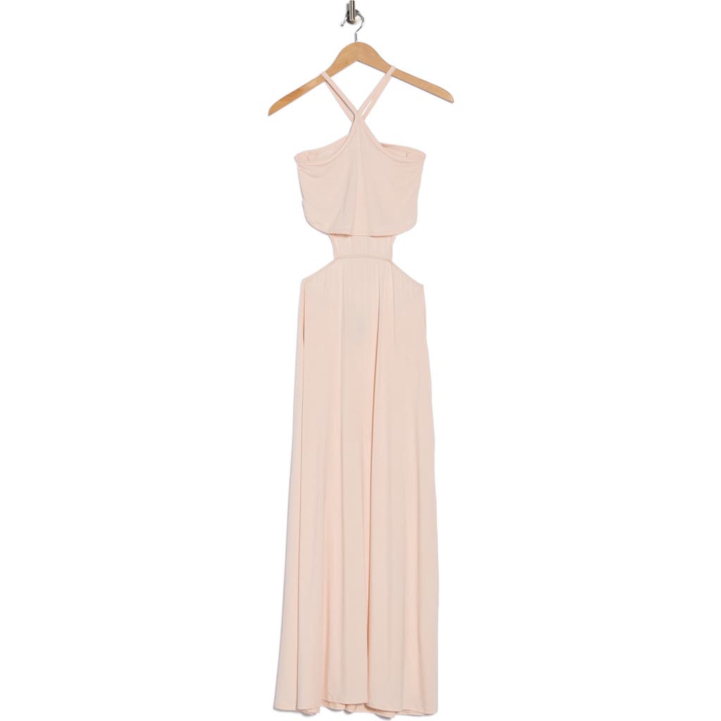 Go Couture Halter Side Cutout Maxi Dress In Neutral