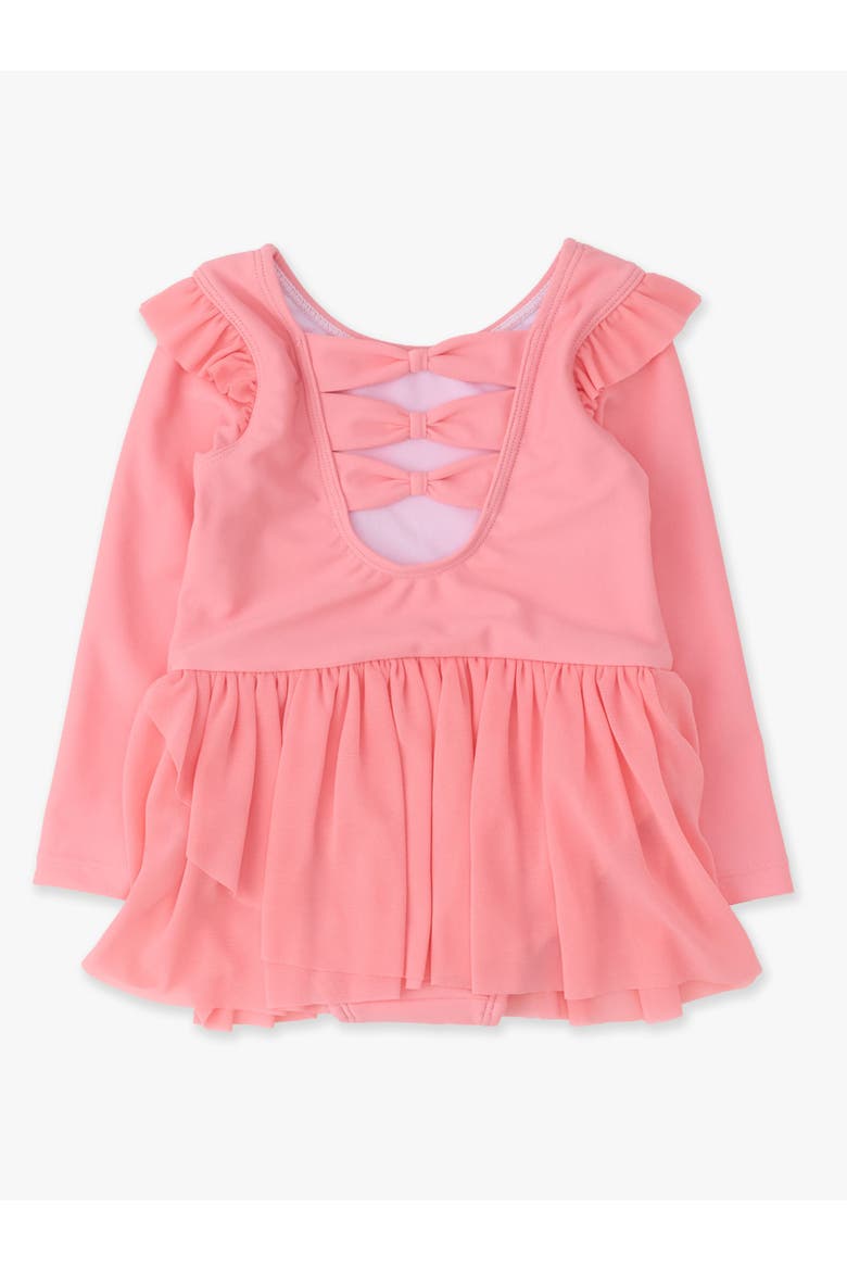 Flutter Long Sleeve Leotard, Alternate, color, Bubblegum Pink
