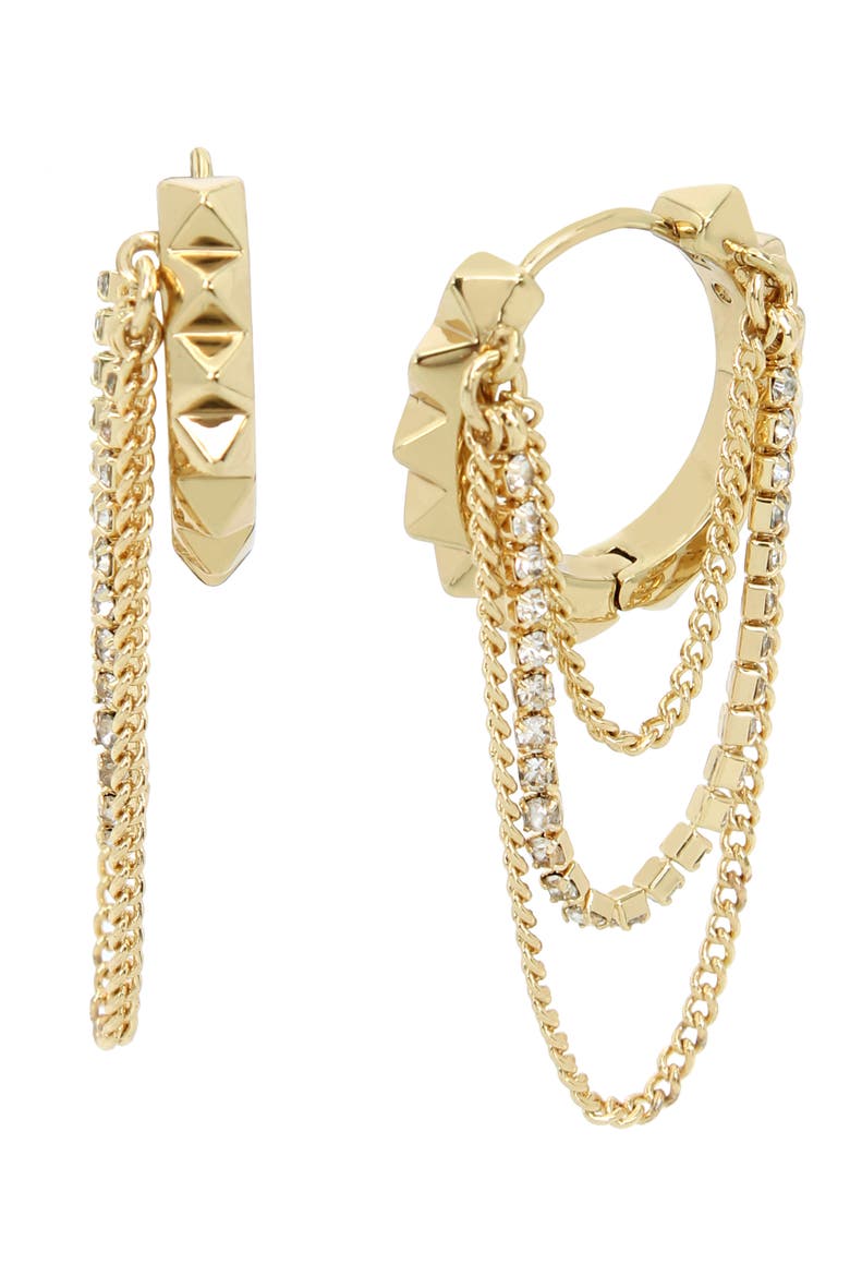Multichain Hoop Earrings, Alternate, color, GOLD