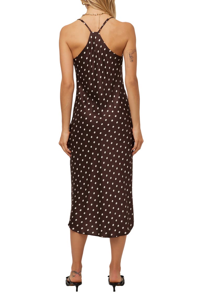 Vanessa Polka Dot Racerback Bias Midi Dress, Alternate, color, BROWN W/ CREAM
