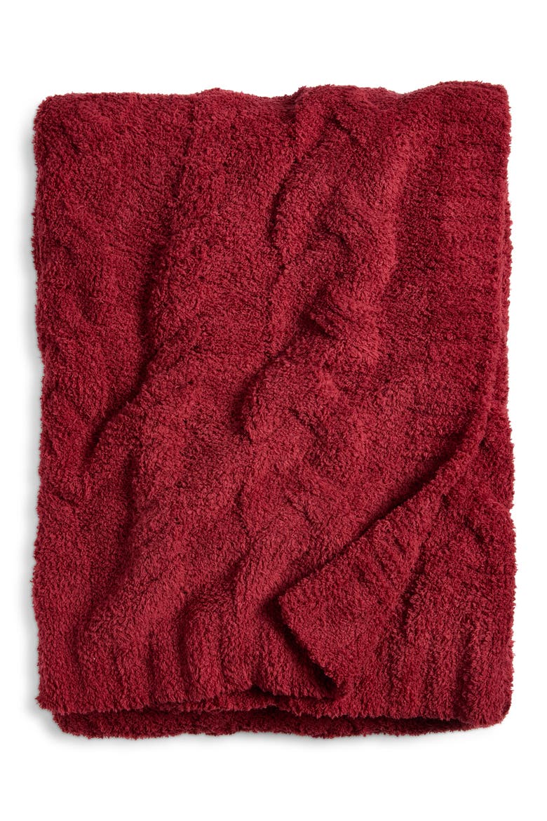 Feather Cable Knit Throw Blanket, Main, color, RED AUTUMN