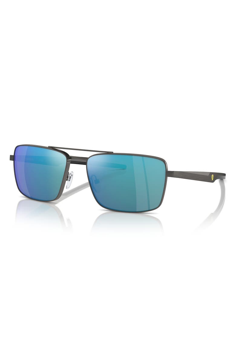 Scuderia Ferrari x Scuderia Ferrari 60mm Polarized Rectangular Sunglasses, Alternate, color, Dark Gunmetal