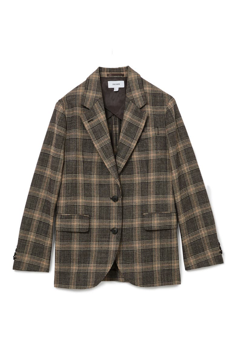 Sandor Wool Check Relaxed Blazer, Alternate, color, BROWN CHECK