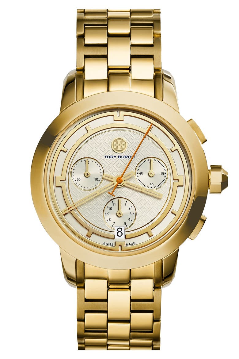 'Tory' Chronograph Bracelet Watch, 37mm, Main, color, GOLD