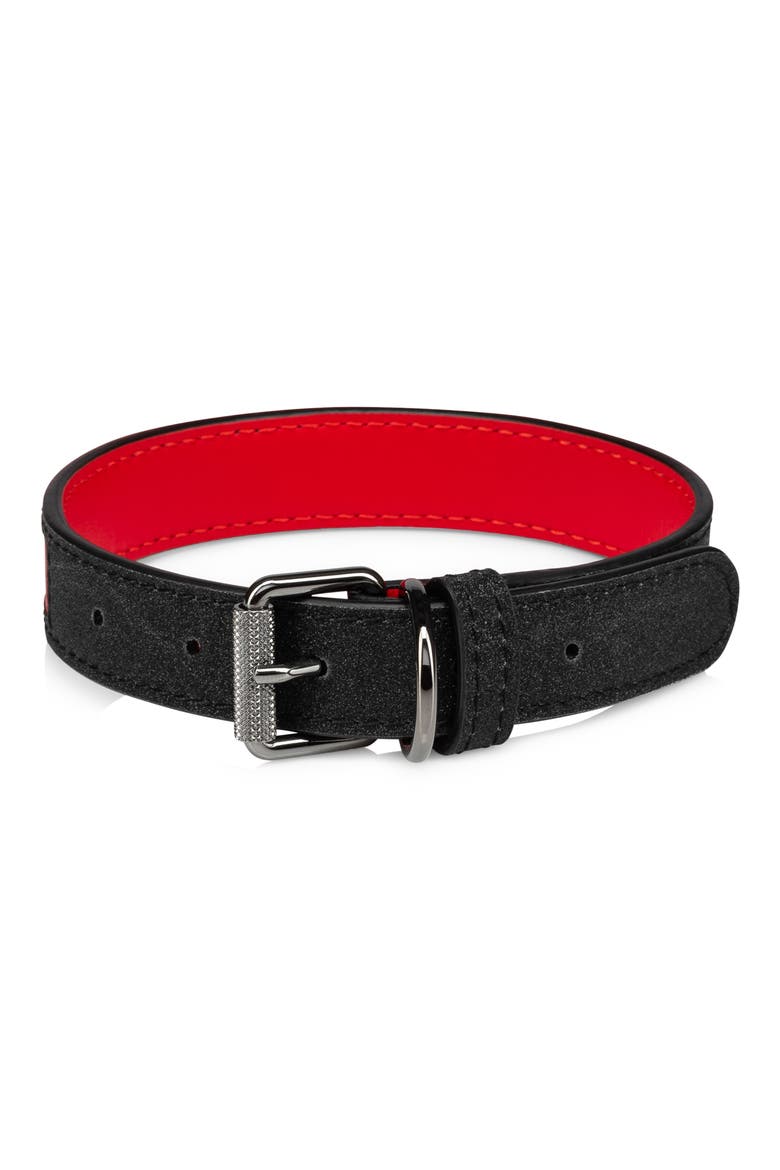 Small Loubicollar Calfskin Pet Collar, Main, color, BLACK/ LOUBI