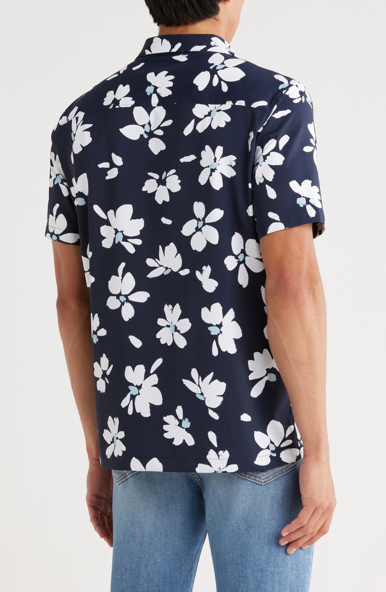 FOR THE REPUBLIC Print Camp Shirt, Alternate, color, Deco Bloom Navy/ White