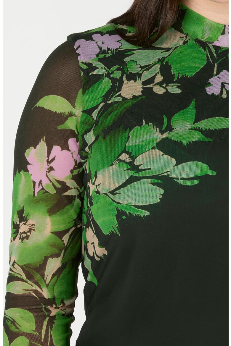 Fiora Floral Print Mesh Top, Alternate, color, IVY FLEUR