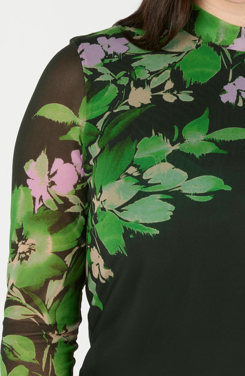 Estelle Fiora Floral Print Mesh Top, Alternate, color, Ivy Fleur