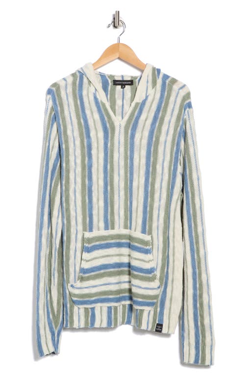 Lucky Brand Baja Stripe Hooded Sweater In Blue