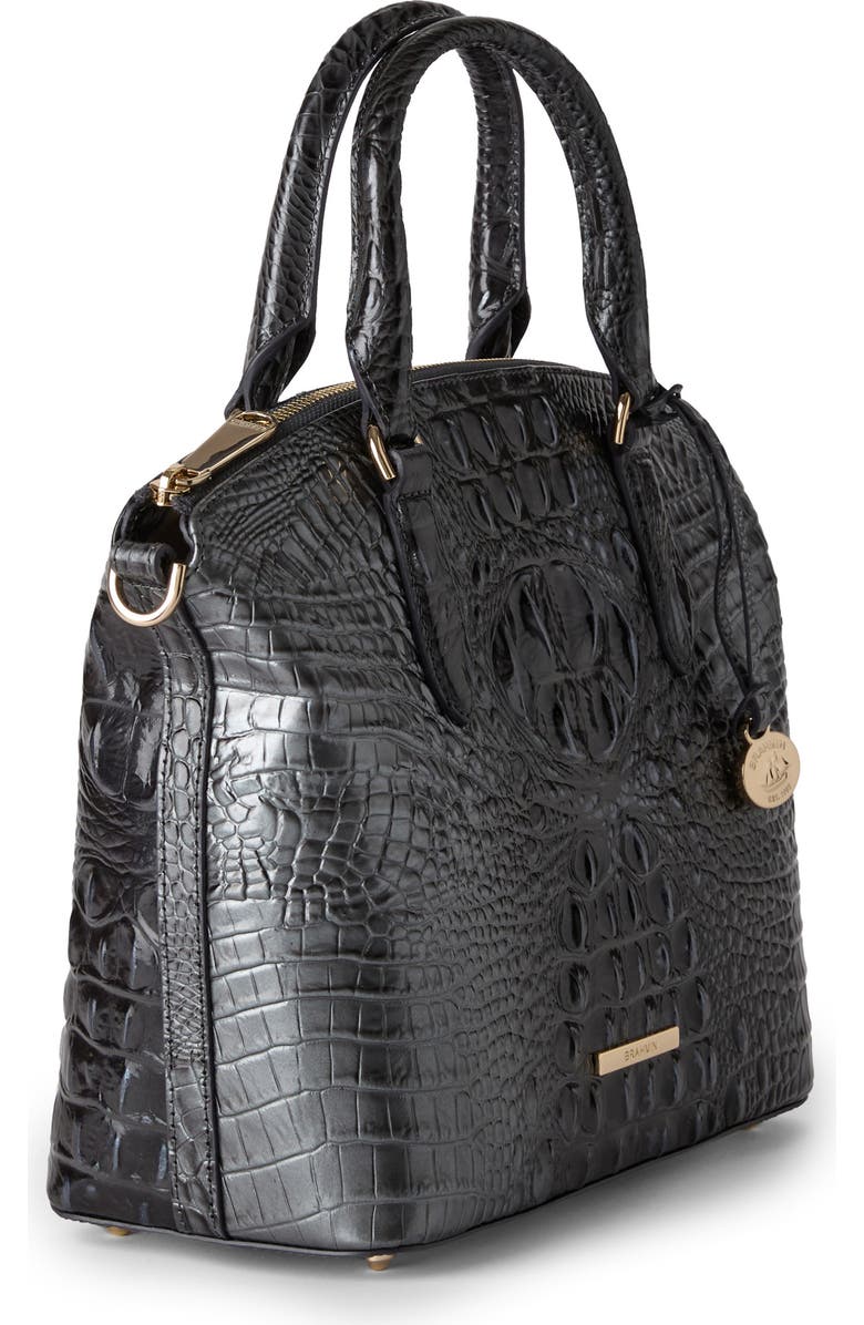 Brahmin Duxbury Croc Embossed Leather Satchel, Alternate, color, Charcoal Melbourne