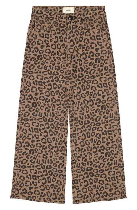 Kids' Nini Leopard Print Wide Leg Jeans