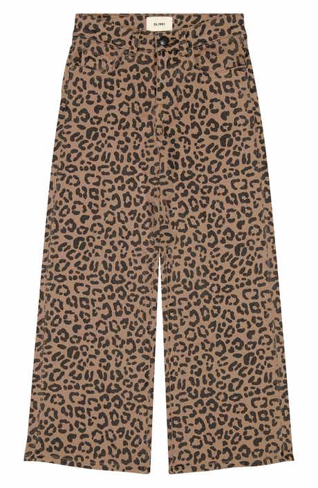 Kids' Nini Leopard Print Wide Leg Jeans
