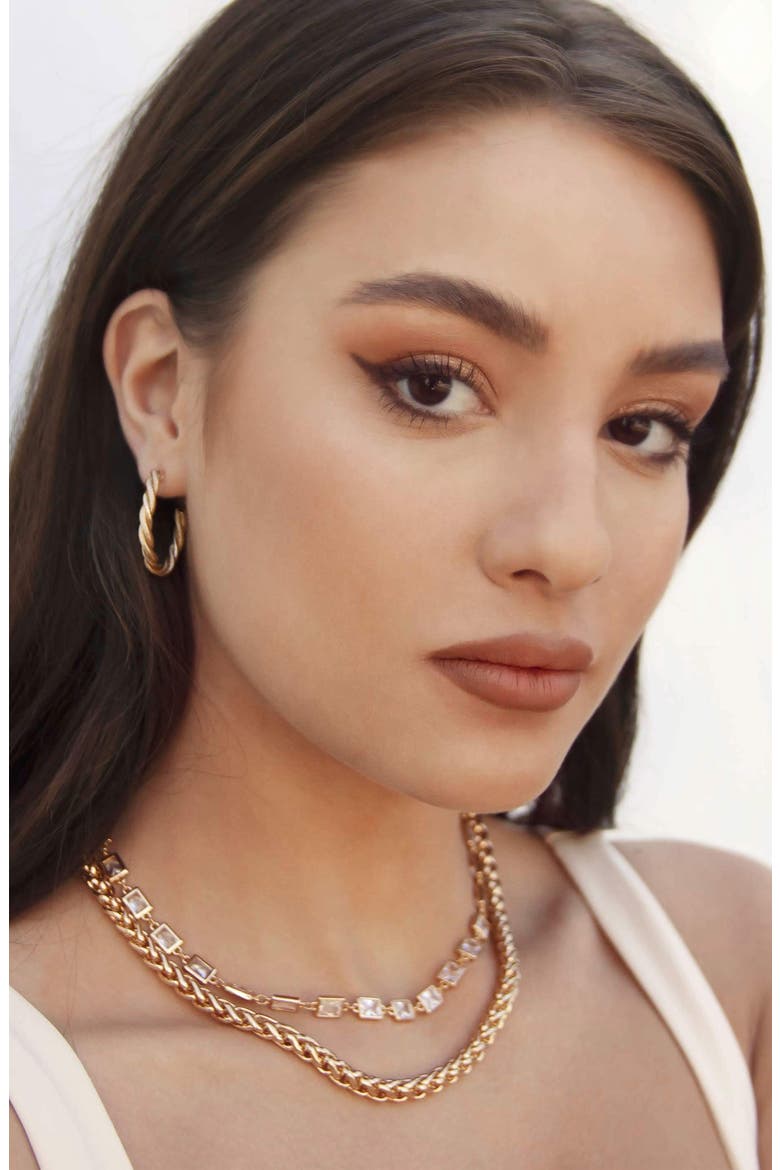 Twist Hoop Earrings, Alternate, color, GOLD