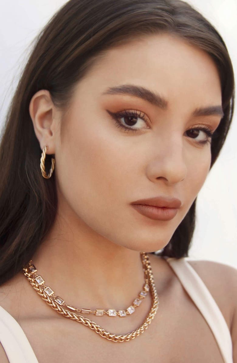 Ettika Twist Hoop Earrings, Alternate, color, Gold