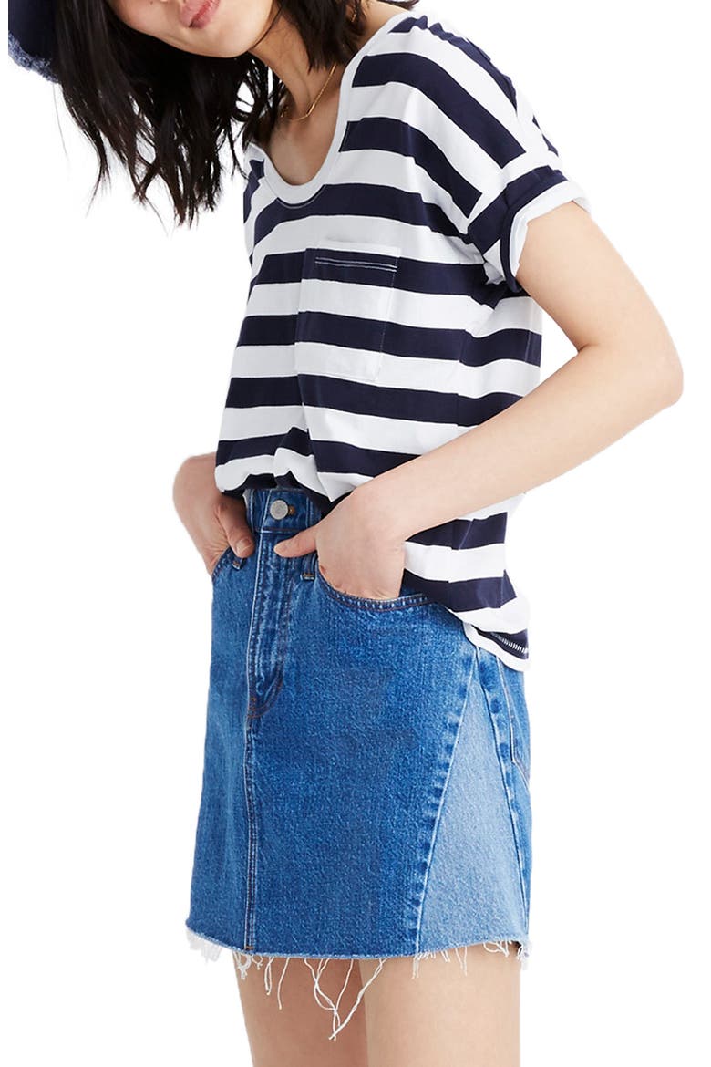 Pieced Denim A-Line Miniskirt, Main, color, DELMITA WASH