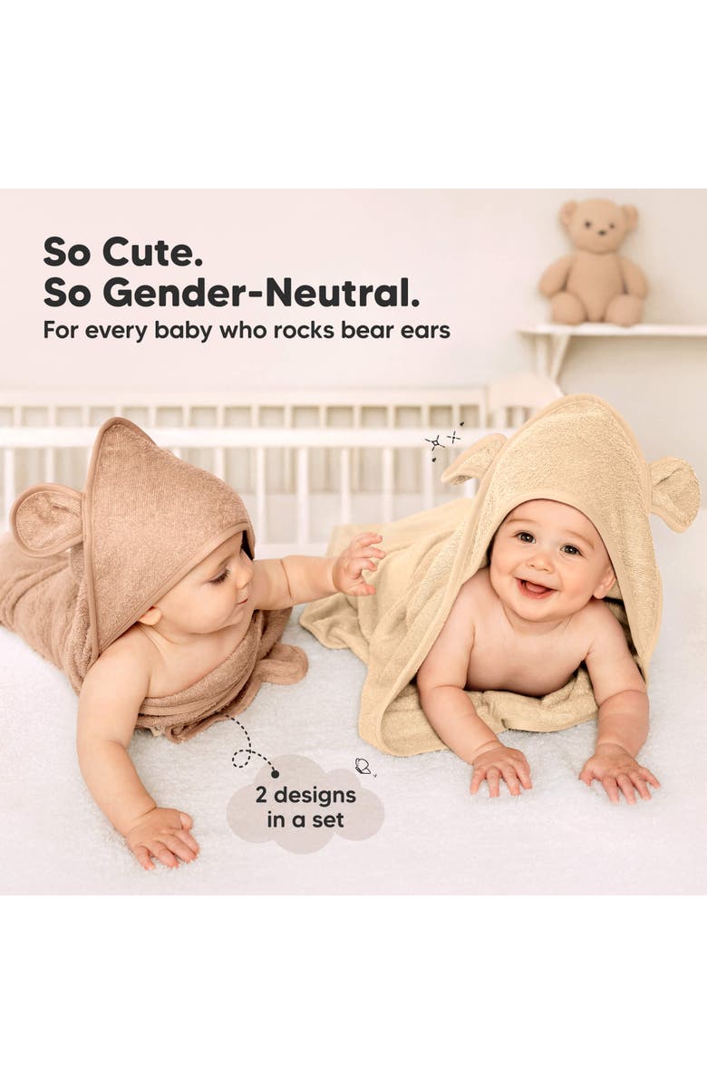 KeaBabies 2-Pack Snuggle Hooded Towels, Alternate, color, Graphite