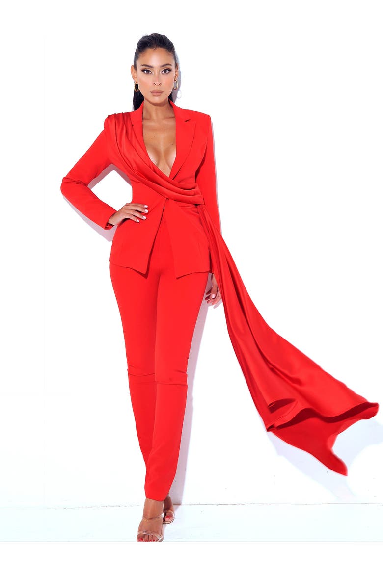 Vandra Draping Blazer Jacket, Alternate, color, Red