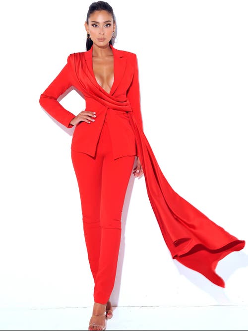 Miss Circle Vandra Draping Blazer Jacket In Red