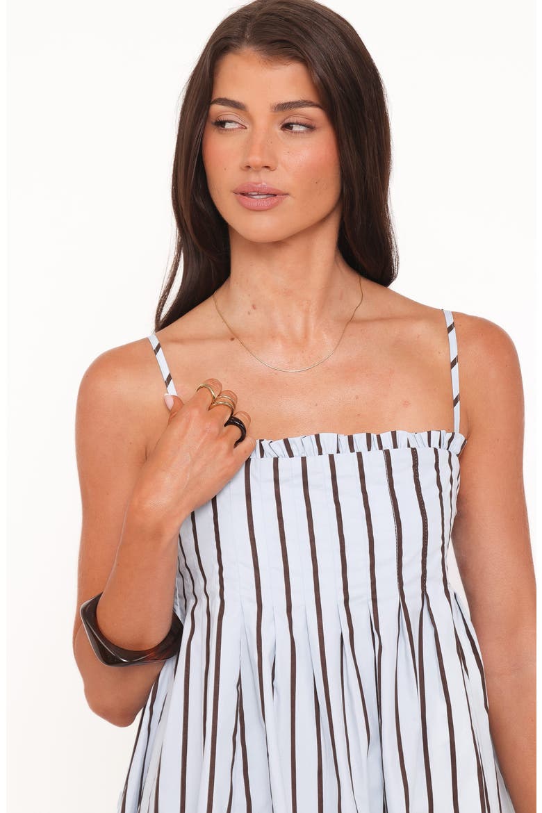 Cole Striped Minidress, Alternate, color, BLUE/ BROWN STRIPE