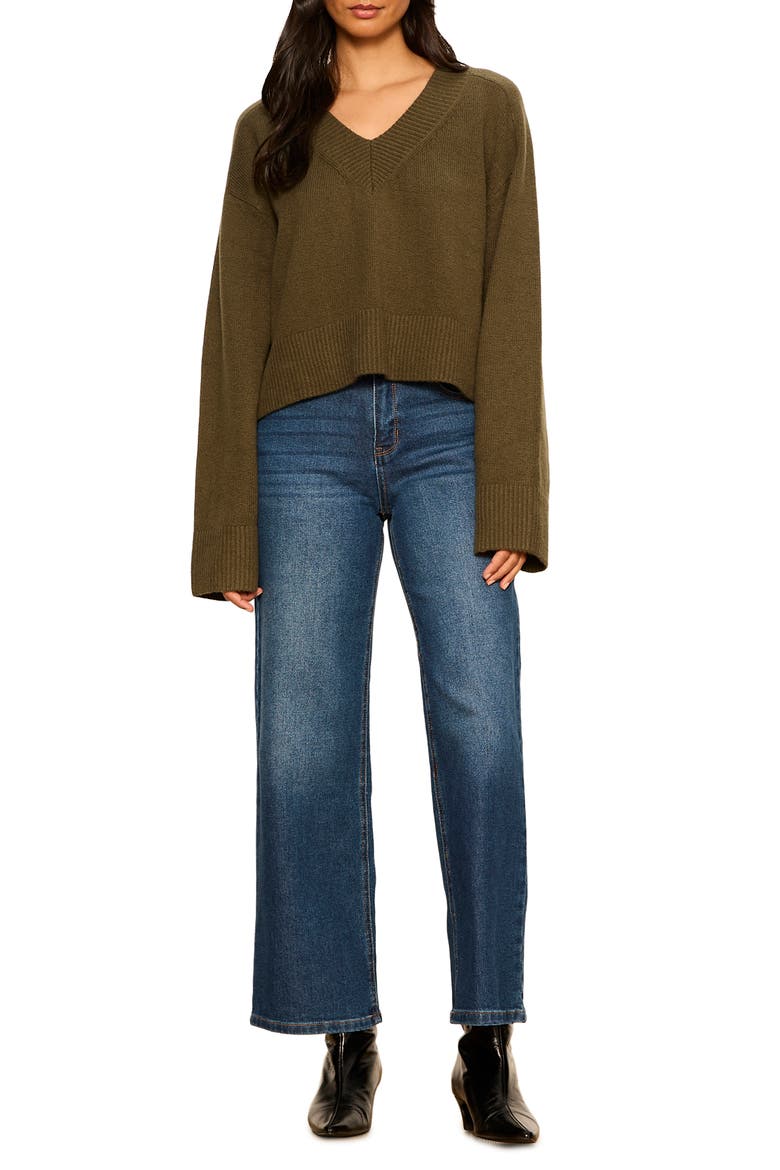 Vanna V-Neck Sweater, Alternate, color, KALAMATA GREEN