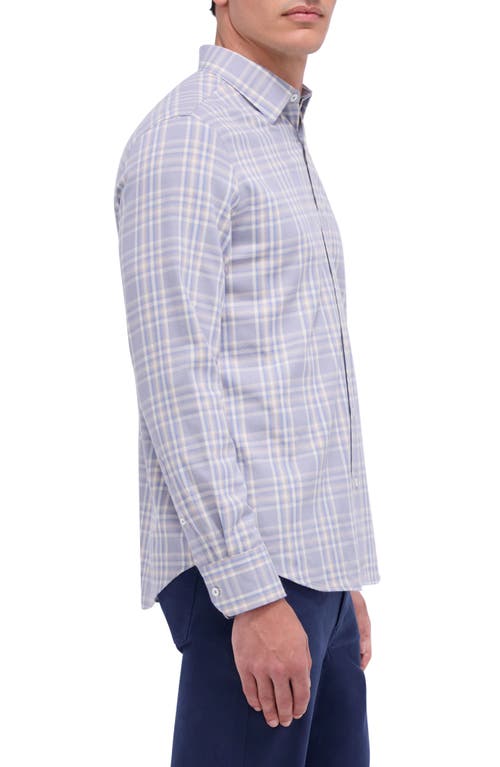 Bugatchi Karl Shaped Fit Plaid Performance Button-up Shirt In Blue