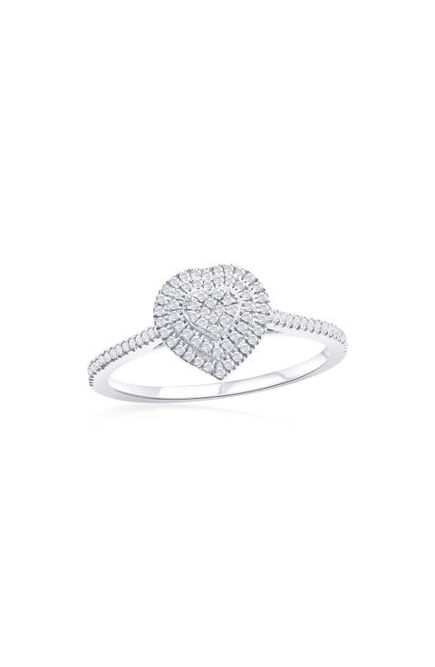 Sterling Silver Diamond Heart Ring - 0.27 ctw
