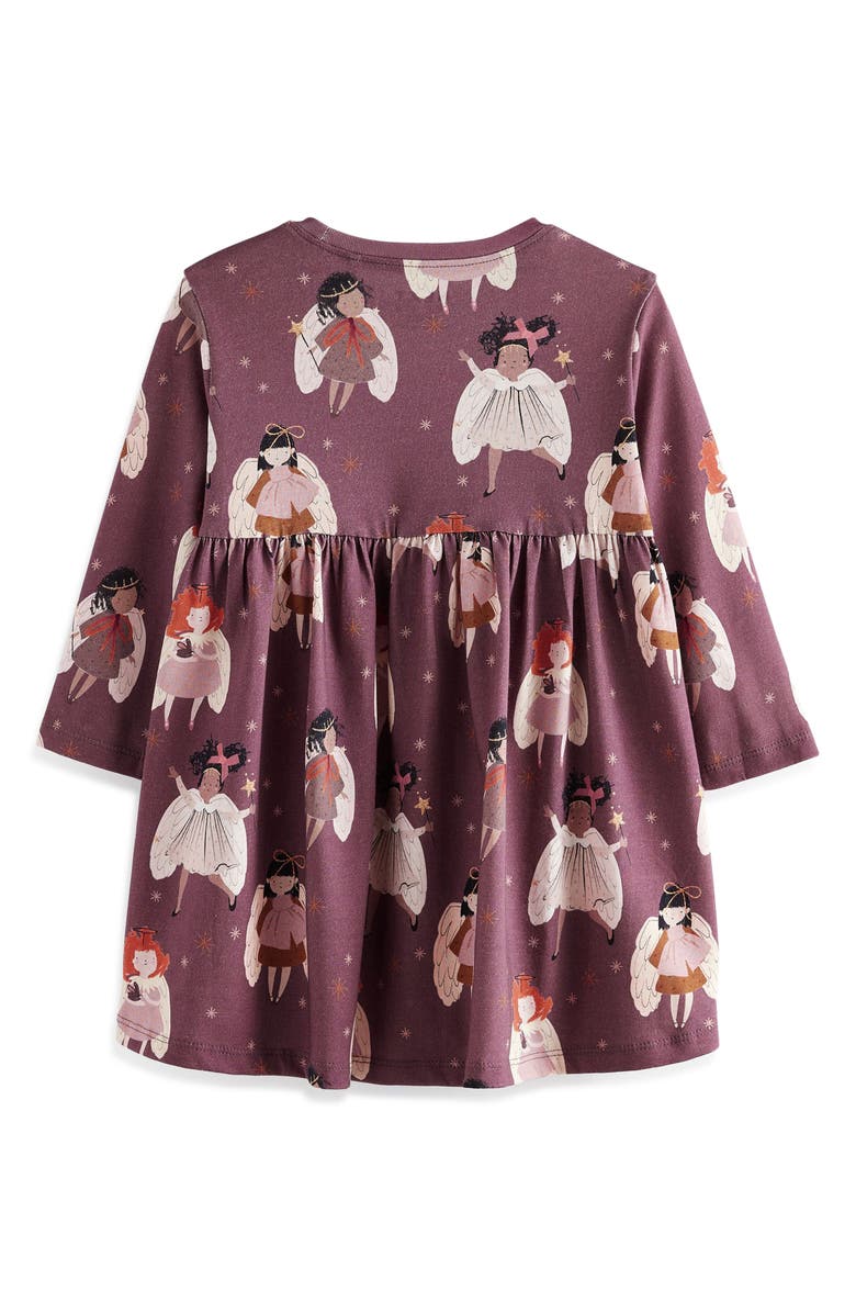 NEXT Kids' Fairy Print Long Sleeve Cotton Jersey Dress, Alternate, color, 