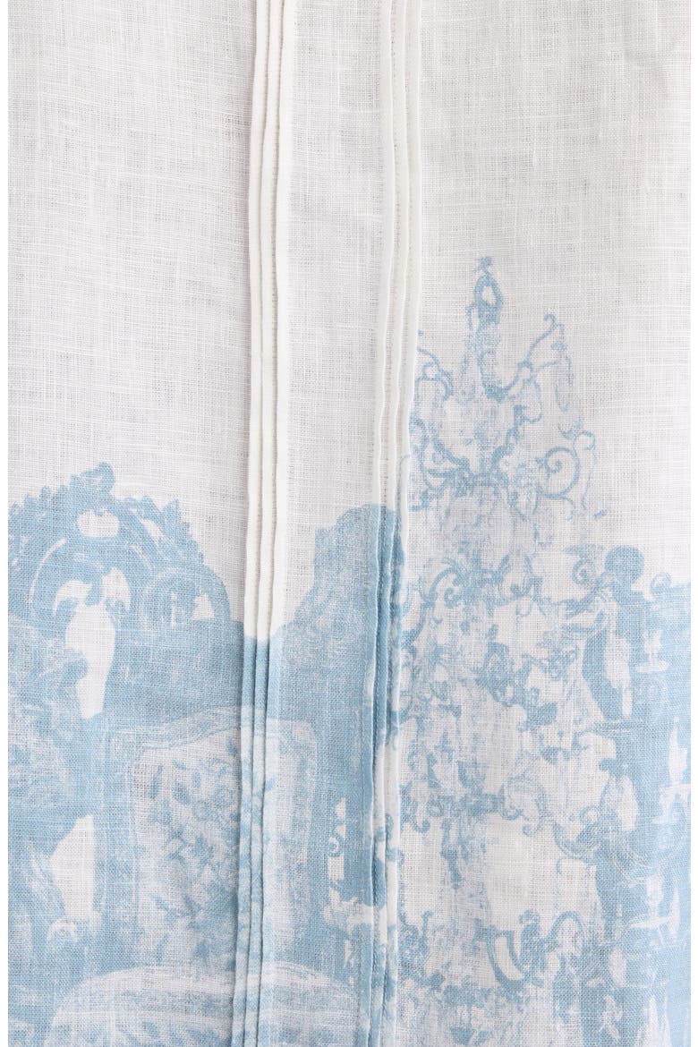Hubert Objects Print Linen Button-Up Shirt, Alternate, color, BLUE/ WHITE