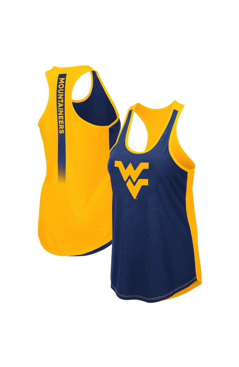 COLOSSEUM Women's Colosseum Navy West Virginia Mountaineers Publicist Racerback Tank Top, Main, color, 