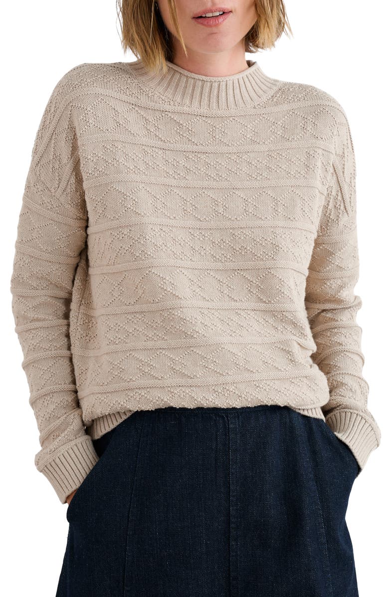 Seasalt Cornwall Penkestle Cotton Crewneck Sweater, Main, color, Knit Melange Aran